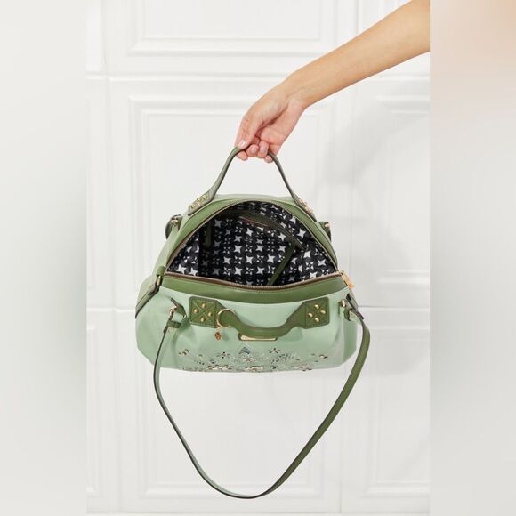 Nicole Lee USA Evolve Vegan Leather Handbag with Lazer Cut Flowers Floral - Picture 8 of 16